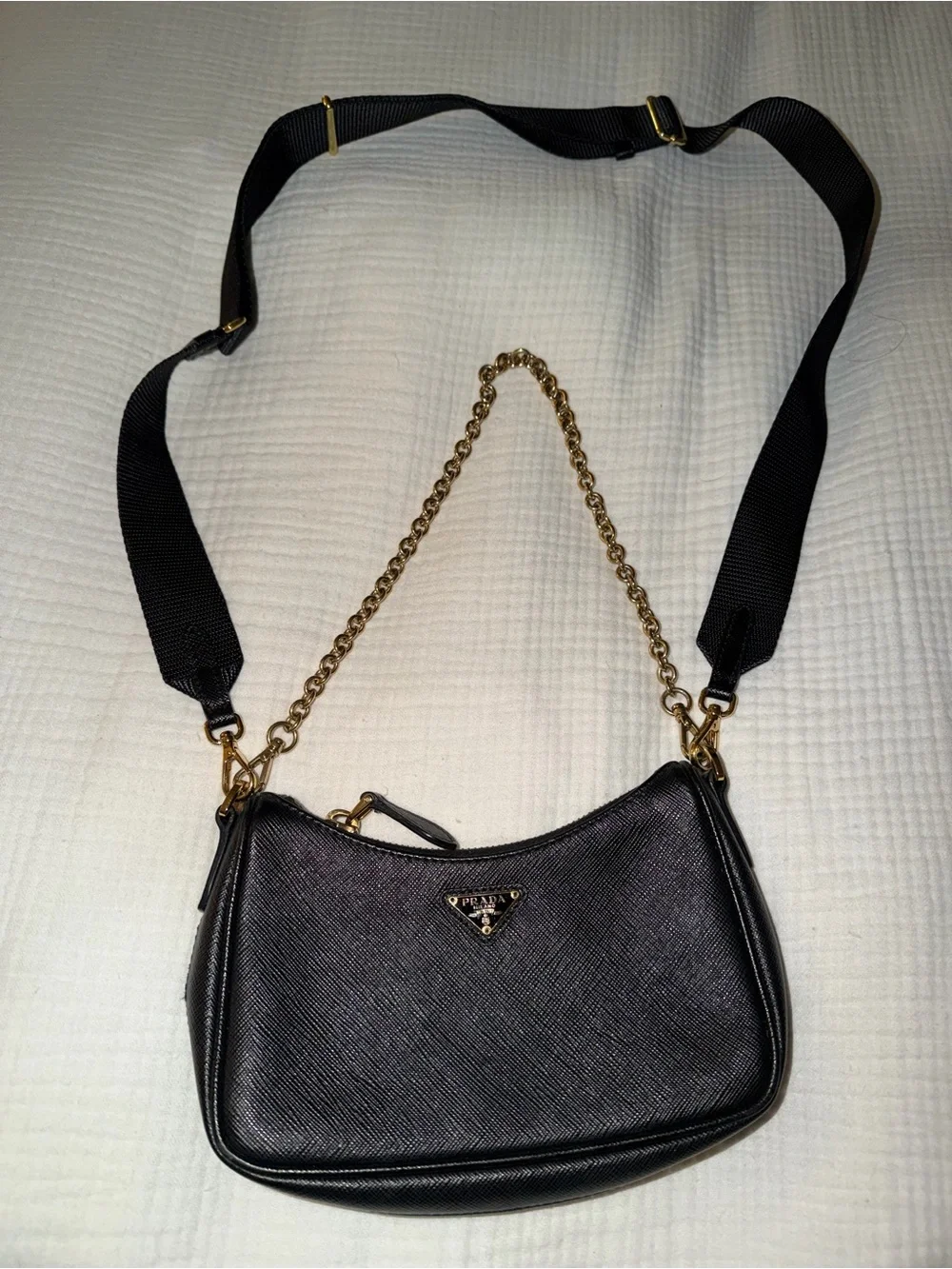 PRADA Black Saffiano Re-Edition Bag Leather